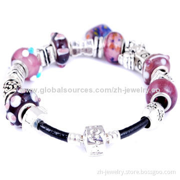Pandora Charm Bracelet, We Can Make Crystal, Glass, Glaze or Wooden Gemstone Pandora Charm Bracelet